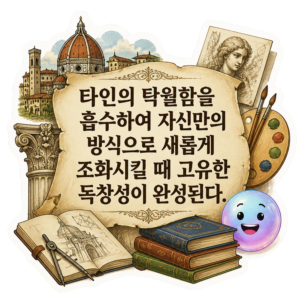 타인의 탁월함을 흡수하여 자신만의 방식으로 새롭게 조화시킬 때 고유한 독창성이 완성된다.