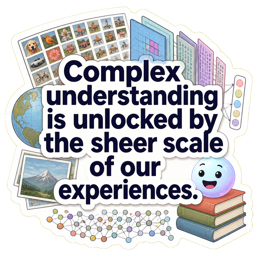 Complex understanding is unlocked by the sheer scale of our experiences.