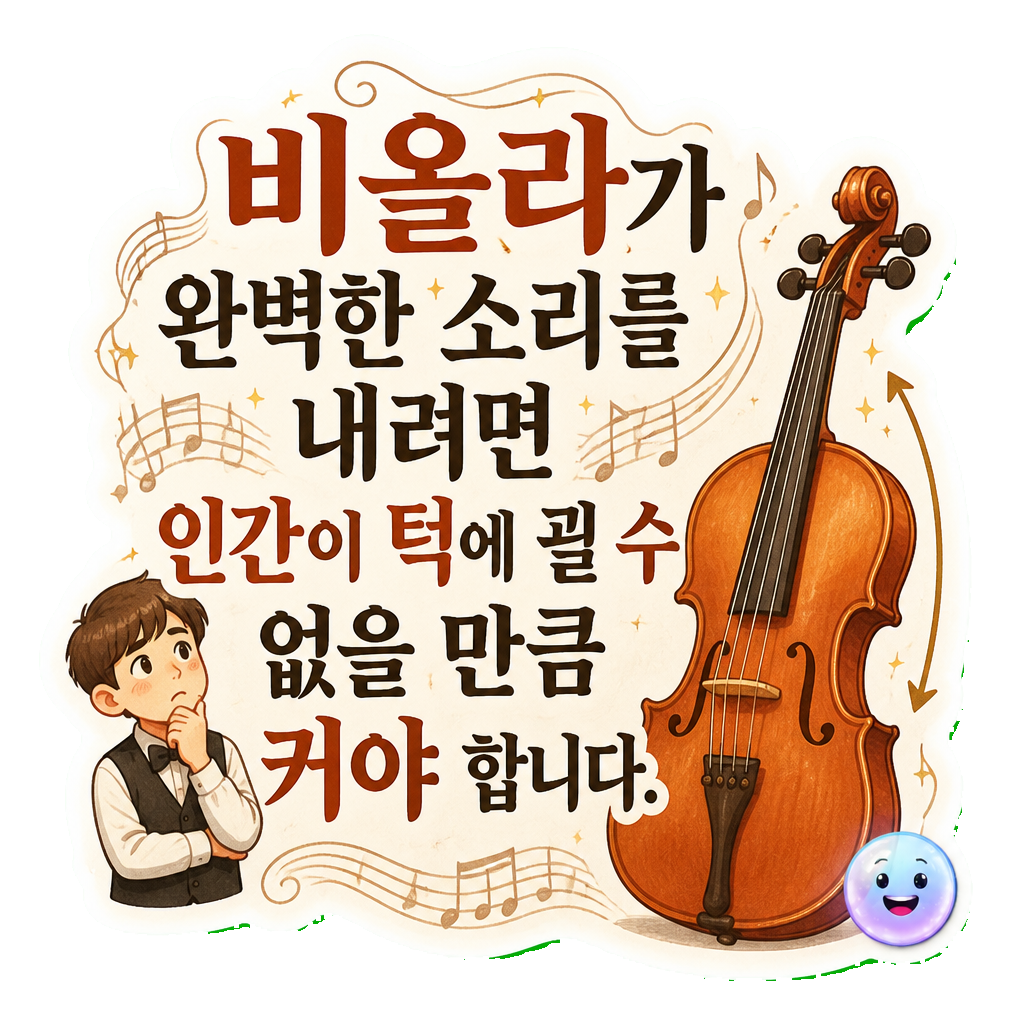 비올라가 완벽한 소리를 내려면 인간이 턱에 괼 수 없을 만큼 커야 합니다.