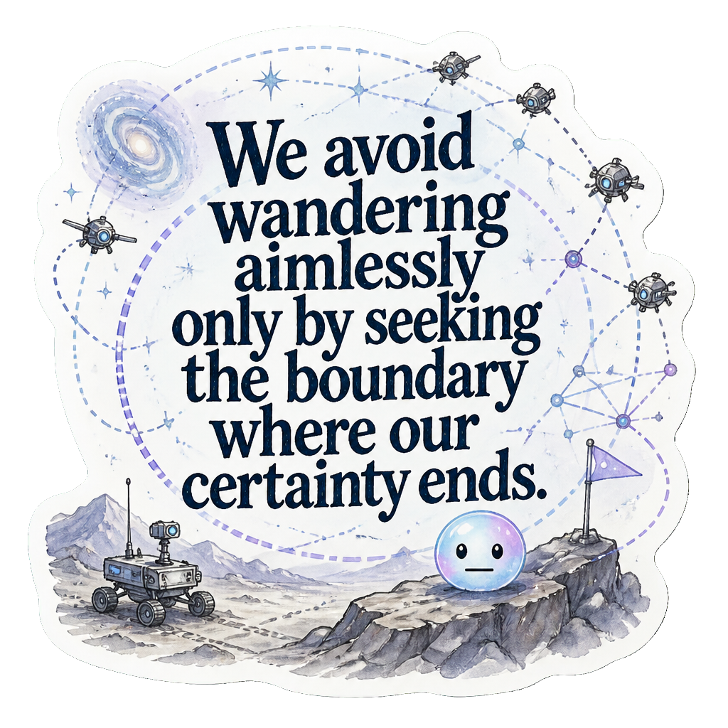 We avoid wandering aimlessly only by seeking the boundary where our certainty ends.