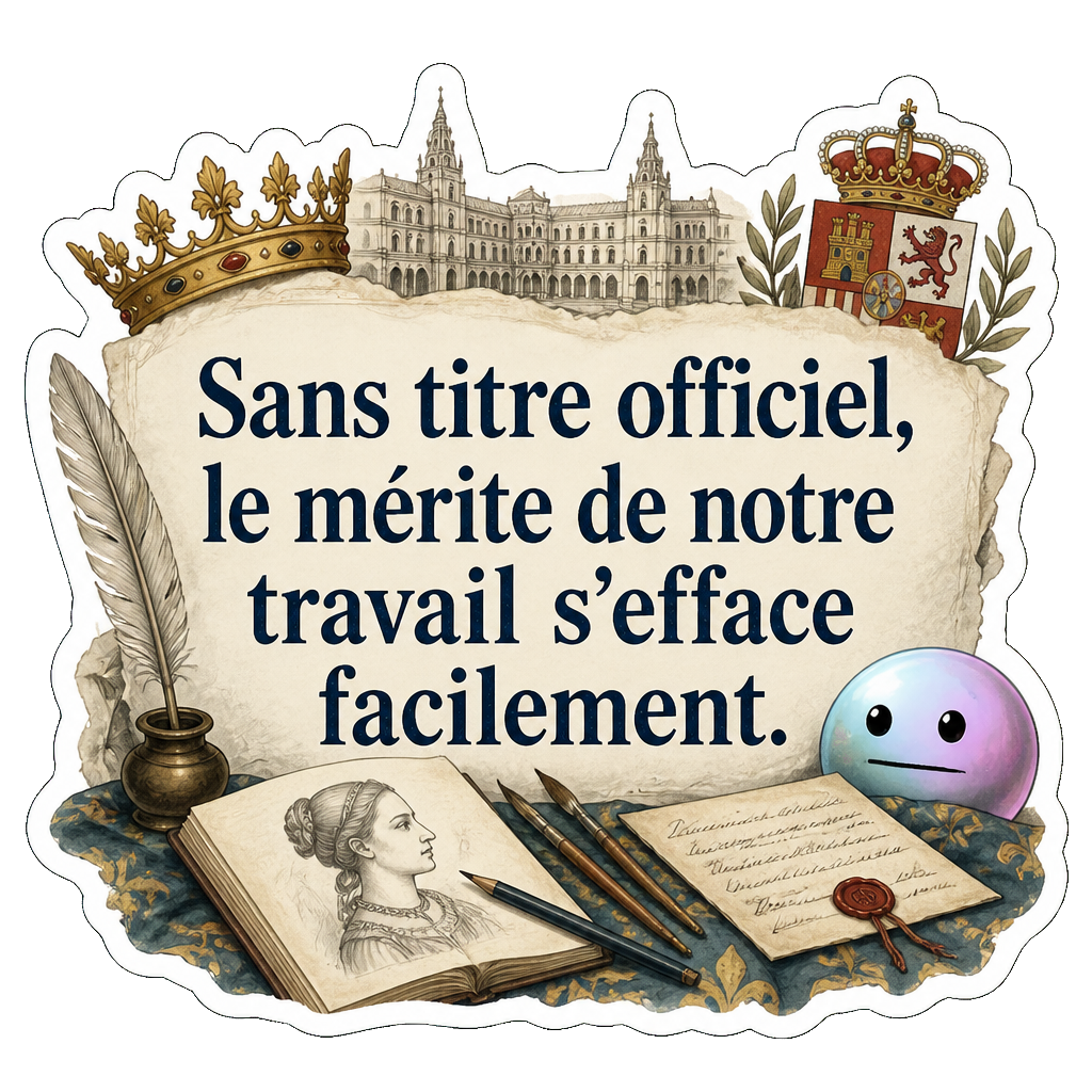 Sans titre officiel, le mérite de notre travail s'efface facilement.