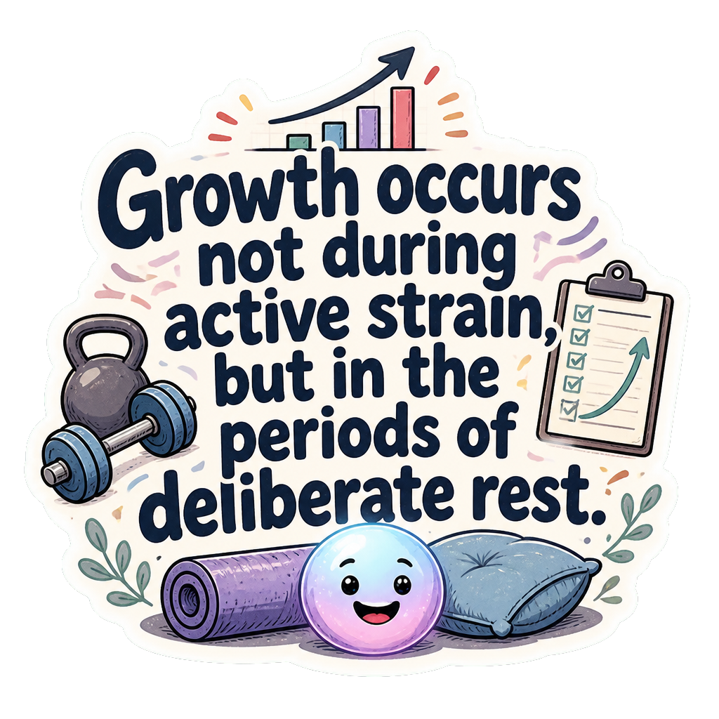 Growth occurs not during active strain, but in the periods of deliberate rest.