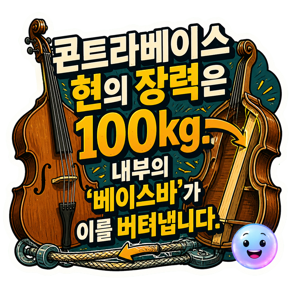 콘트라베이스 현의 장력은 100kg. 내부의 '베이스바'가 이를 버텨냅니다.