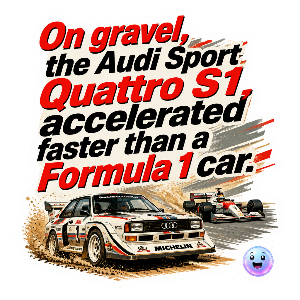 On gravel, the Audi Sport Quattro S1 accelerated faster than a Formula 1 car.
