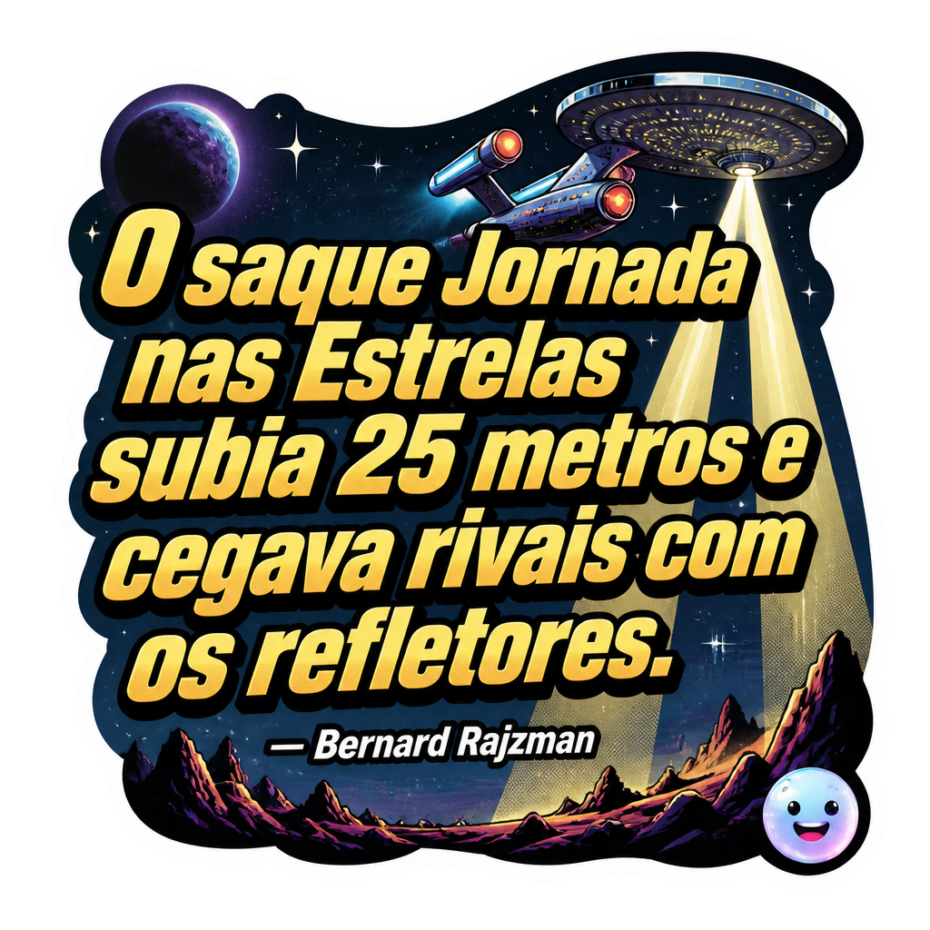 O saque Jornada nas Estrelas subia 25 metros e cegava rivais com os refletores.