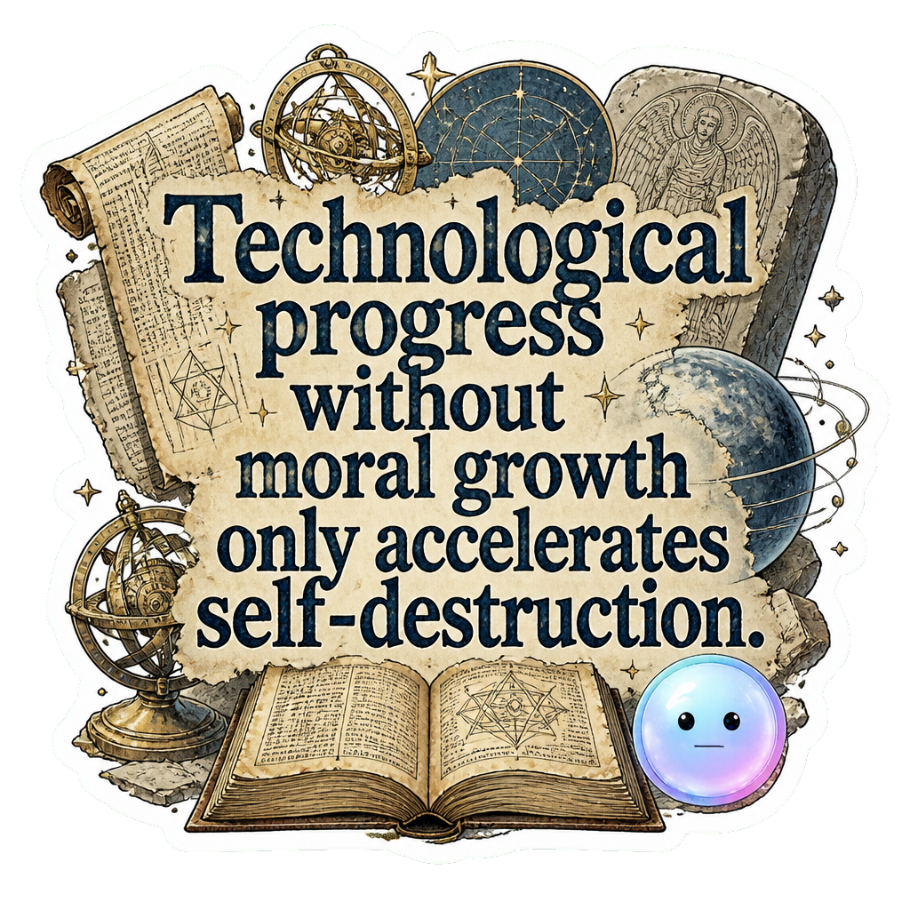 Technological progress without moral growth only accelerates self-destruction.