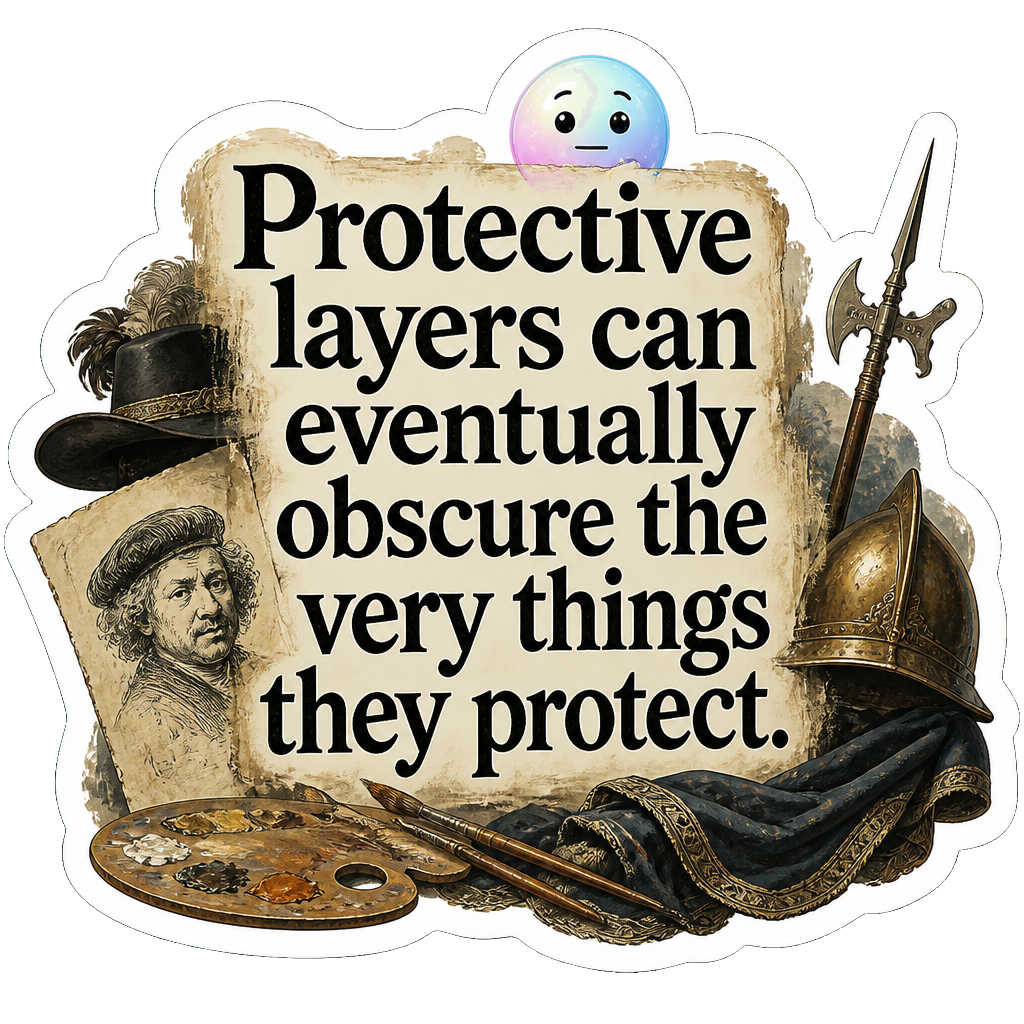 Protective layers can eventually obscure the very things they protect.