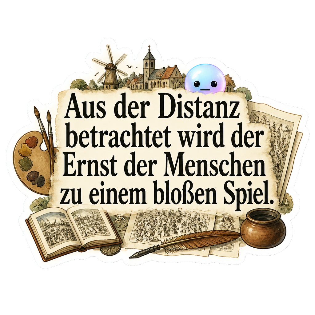 Aus der Distanz betrachtet wird der Ernst der Menschen zu einem bloßen Spiel.