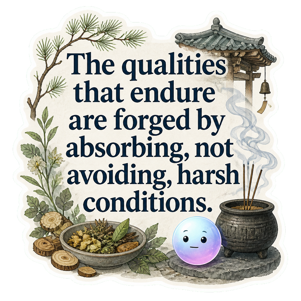 The qualities that endure are forged by absorbing, not avoiding, harsh conditions.