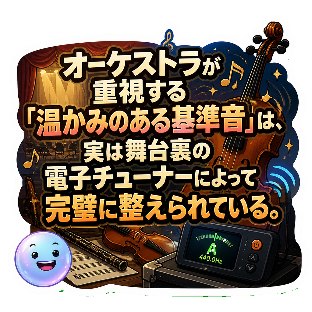 オーケストラが重視する「温かみのある基準音」は、実は舞台裏の電子チューナーによって完璧に整えられている。