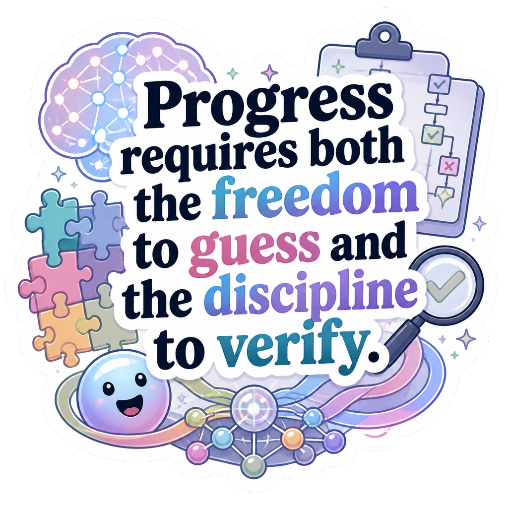 Progress requires both the freedom to guess and the discipline to verify.