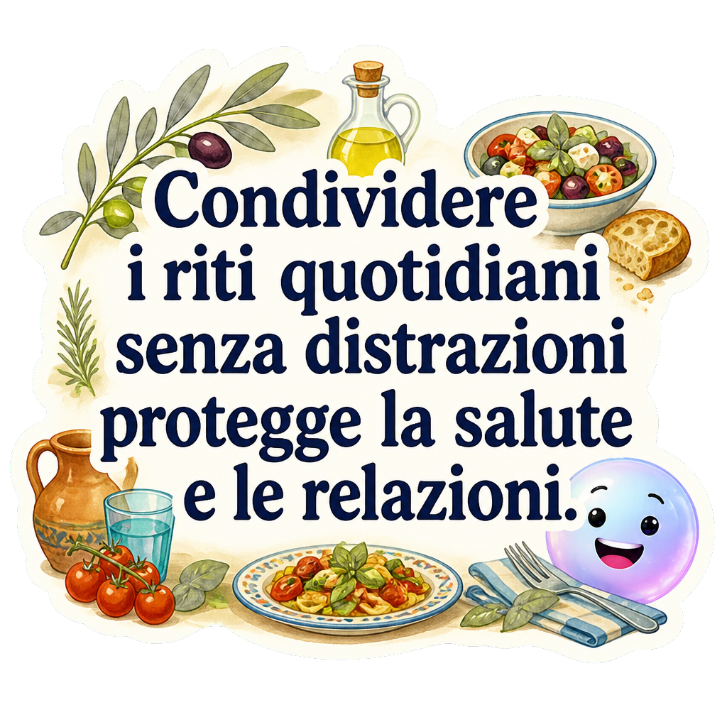 Condividere i riti quotidiani senza distrazioni protegge la salute e le relazioni.