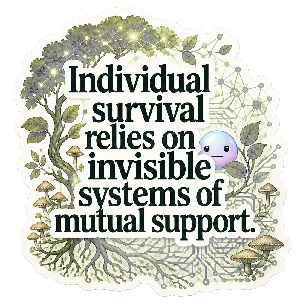 Individual survival relies on invisible systems of mutual support.