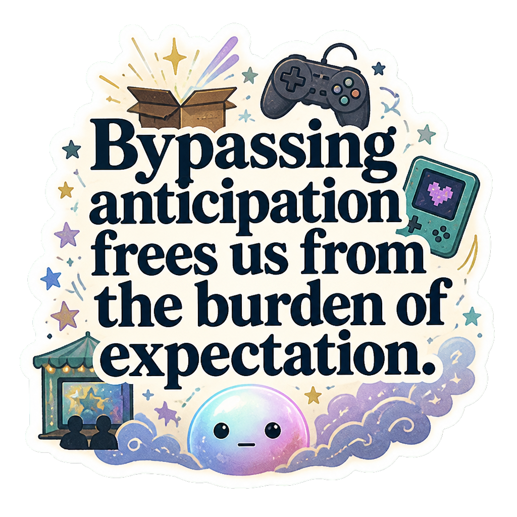 Bypassing anticipation frees us from the burden of expectation.