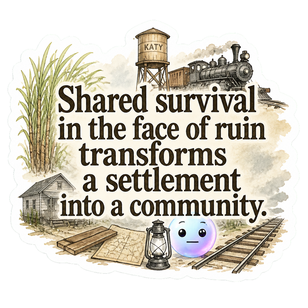 Shared survival in the face of ruin transforms a settlement into a community.
