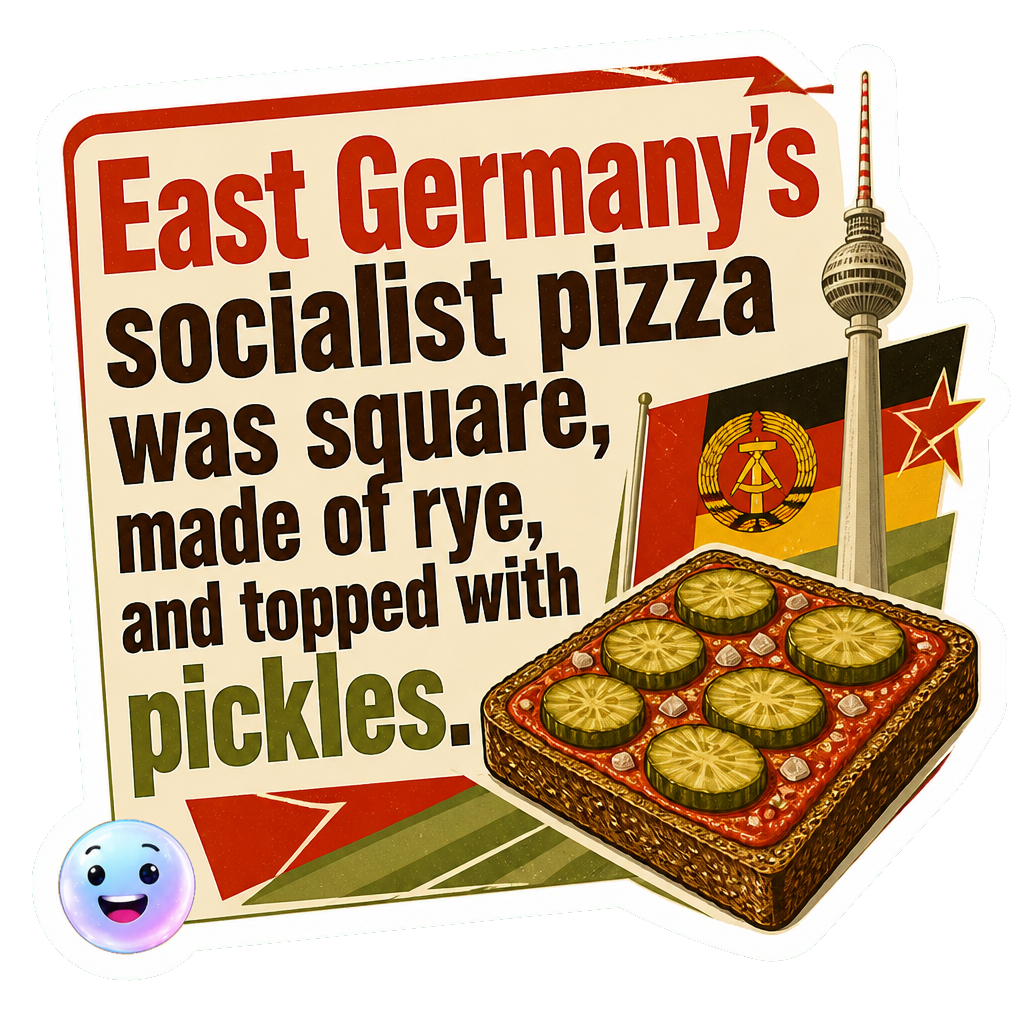 East Germany's socialist pizza was square, made of rye, and topped with pickles.