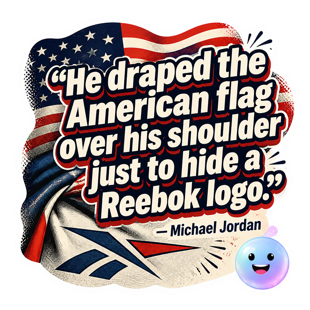 He draped the American flag over his shoulder just to hide a Reebok logo.