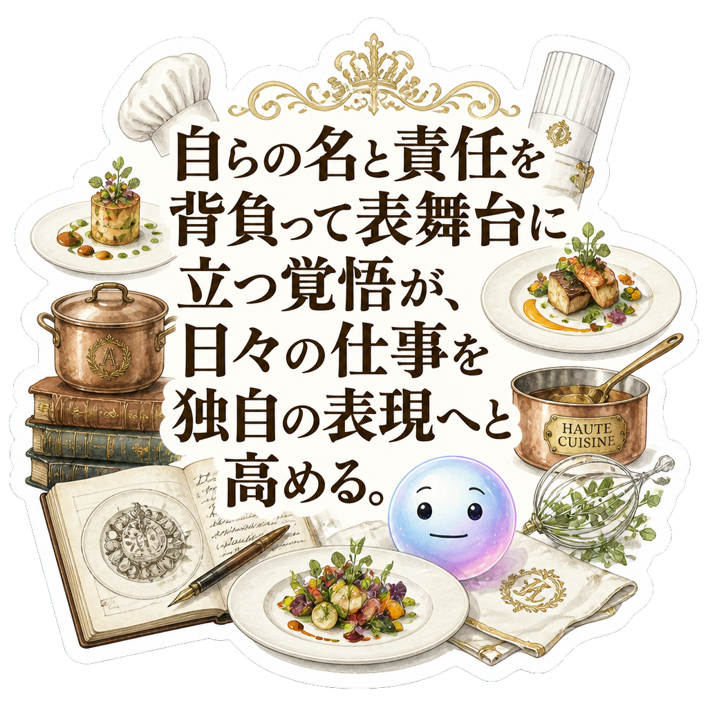 自らの名と責任を背負って表舞台に立つ覚悟が、日々の仕事を独自の表現へと高める。