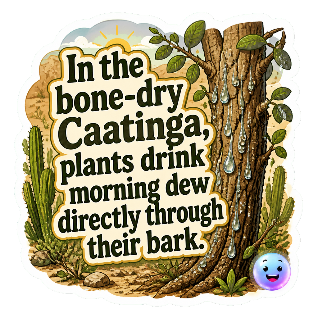 In the bone-dry Caatinga, plants drink morning dew directly through their bark.