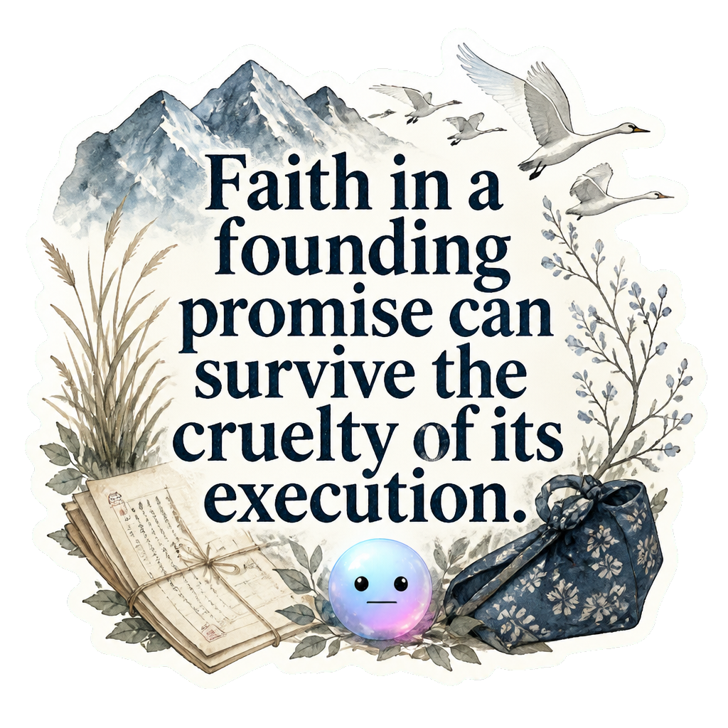 Faith in a founding promise can survive the cruelty of its execution.