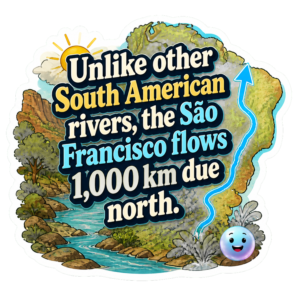 Unlike other South American rivers, the São Francisco flows 1,000 km due north.