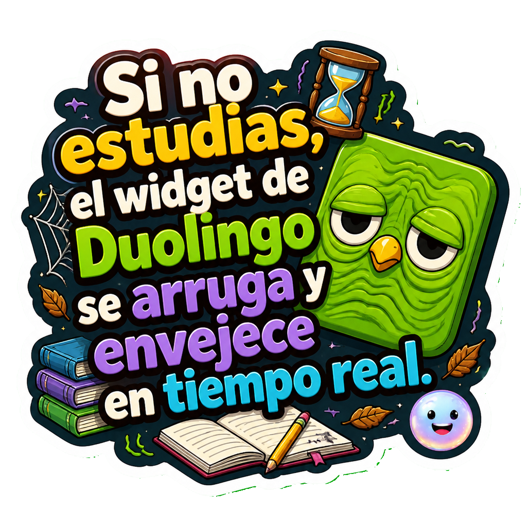 Si no estudias, el widget de Duolingo se arruga y envejece en tiempo real.