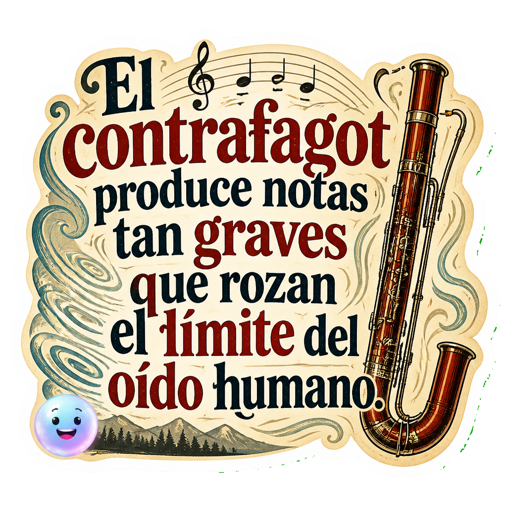 El contrafagot produce notas tan graves que rozan el límite del oído humano.