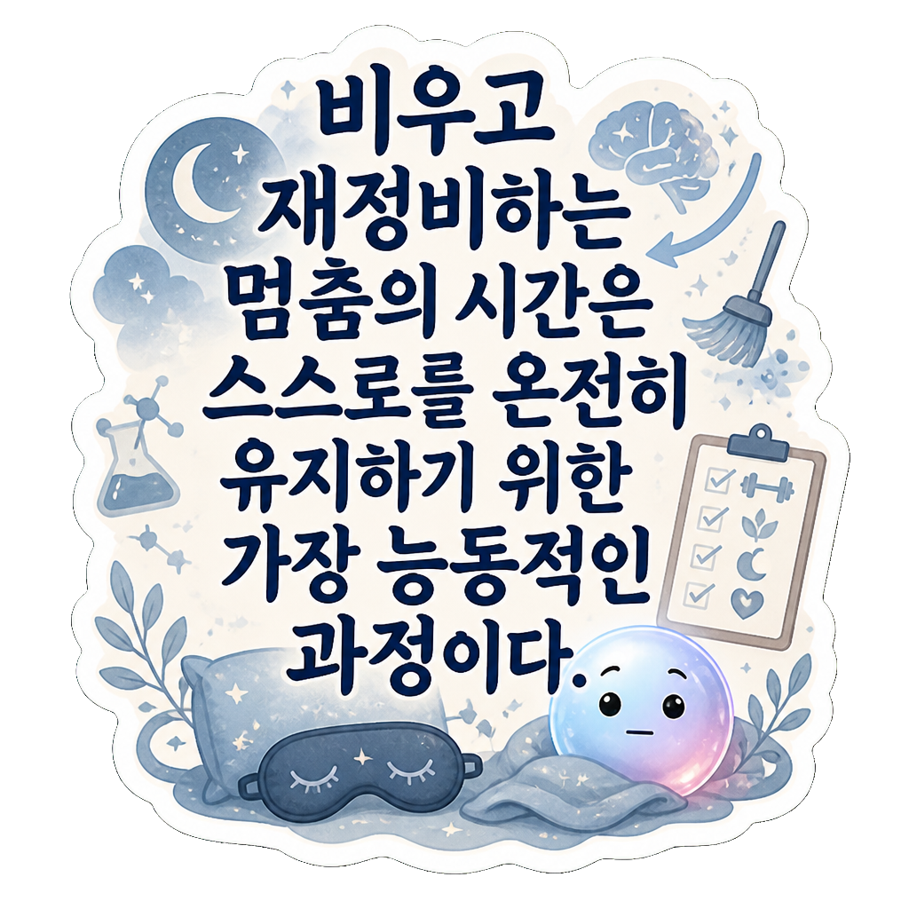 비우고 재정비하는 멈춤의 시간은 스스로를 온전히 유지하기 위한 가장 능동적인 과정이다.