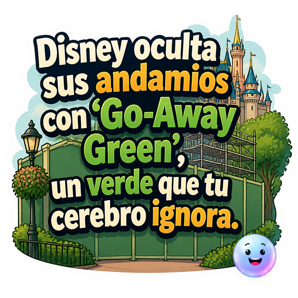 Disney oculta sus andamios con 'Go-Away Green', un verde que tu cerebro ignora.