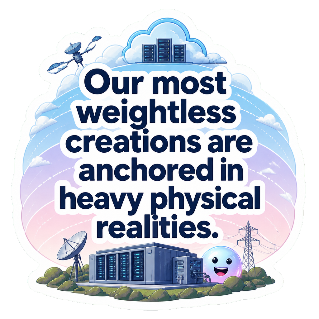 Our most weightless creations are anchored in heavy physical realities.
