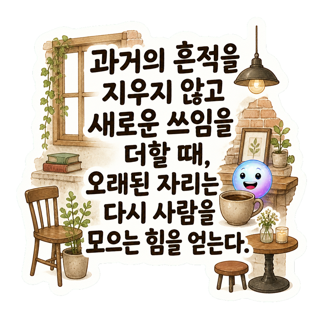 과거의 흔적을 지우지 않고 새로운 쓰임을 더할 때, 오래된 자리는 다시 사람을 모으는 힘을 얻는다.