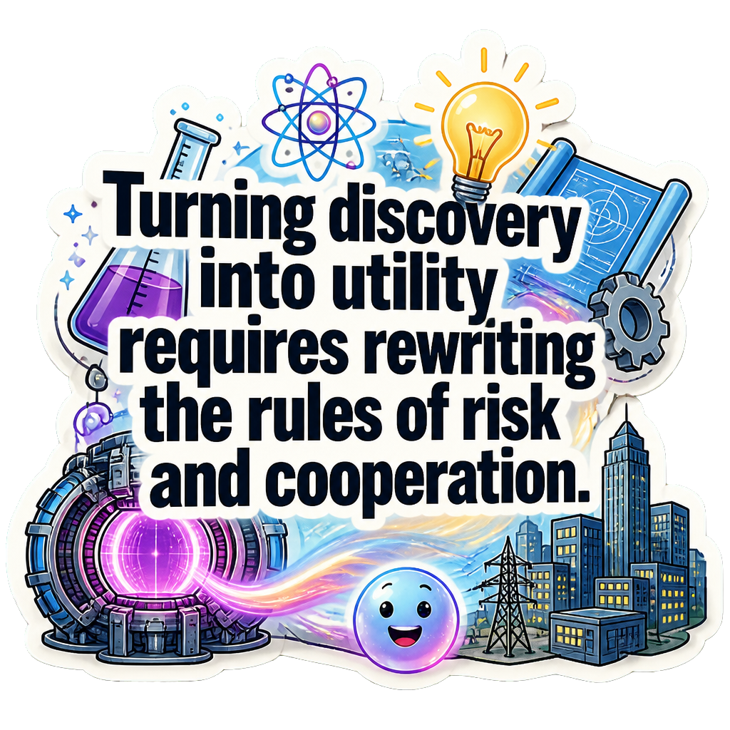 Turning discovery into utility requires rewriting the rules of risk and cooperation.