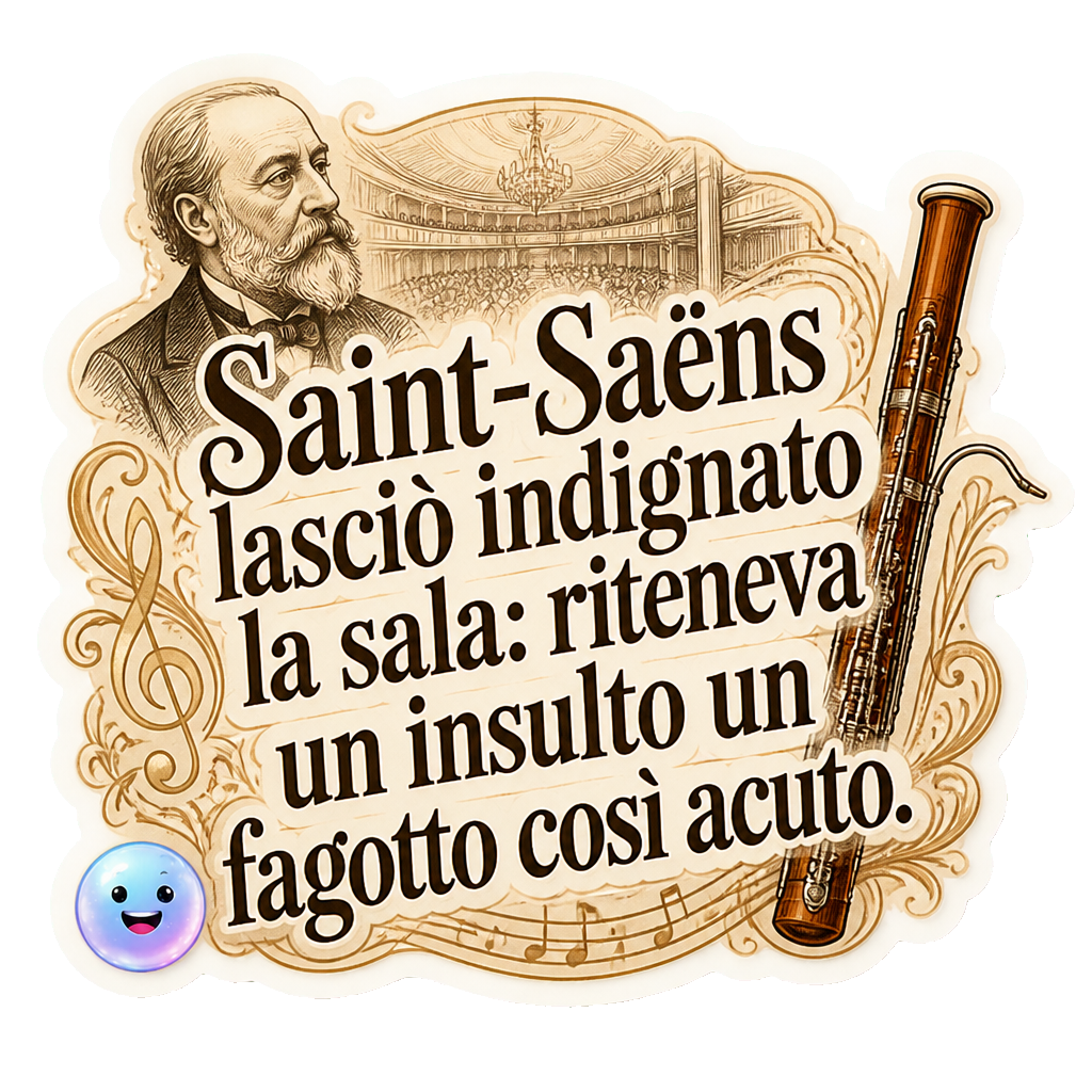 Saint-Saëns lasciò indignato la sala: riteneva un insulto un fagotto così acuto.