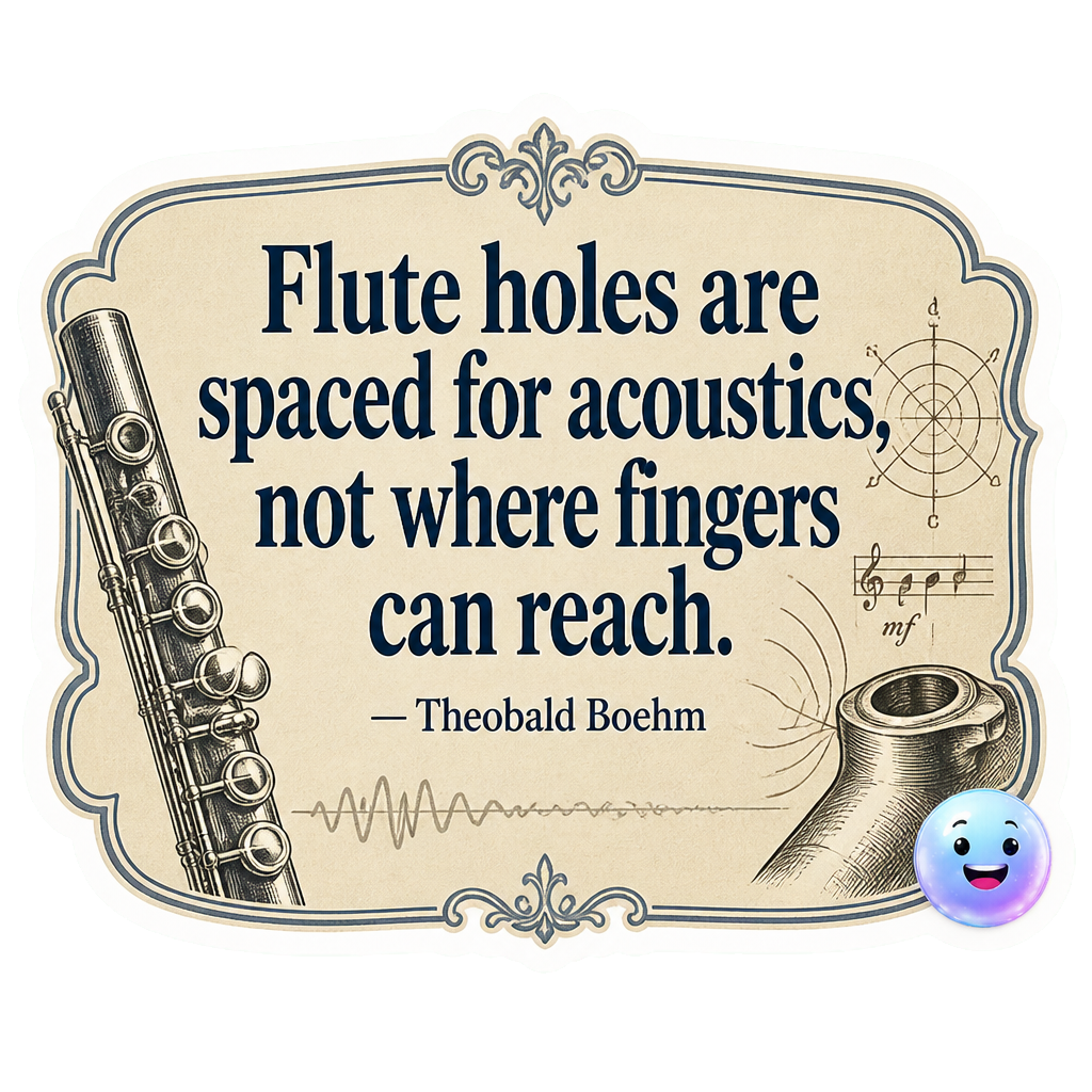 Flute holes are spaced for acoustics, not where fingers can reach.