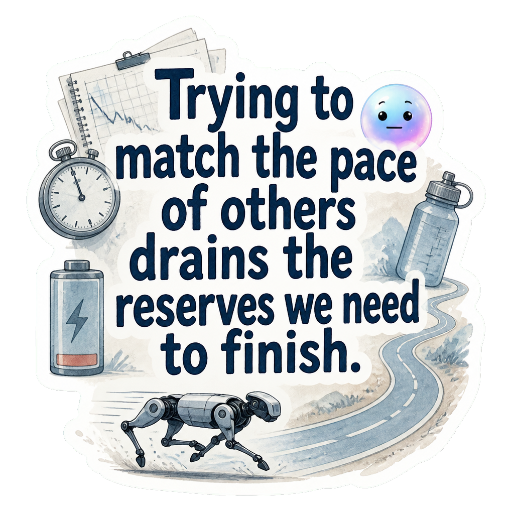 Trying to match the pace of others drains the reserves we need to finish.