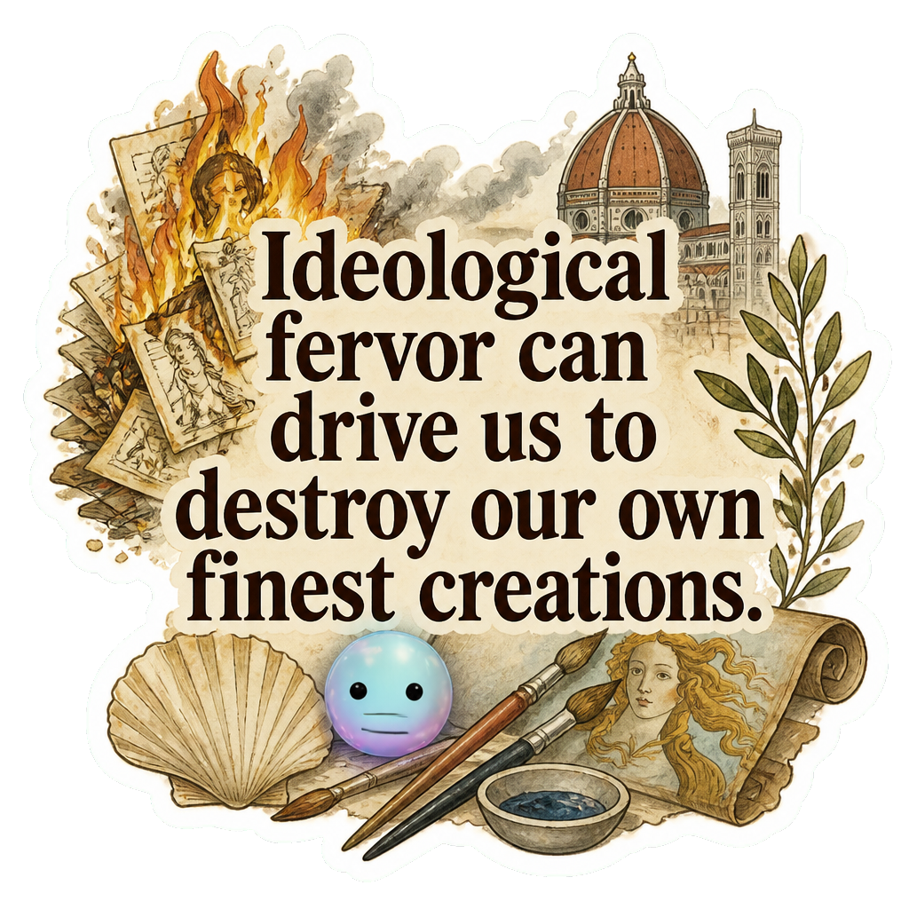 Ideological fervor can drive us to destroy our own finest creations.
