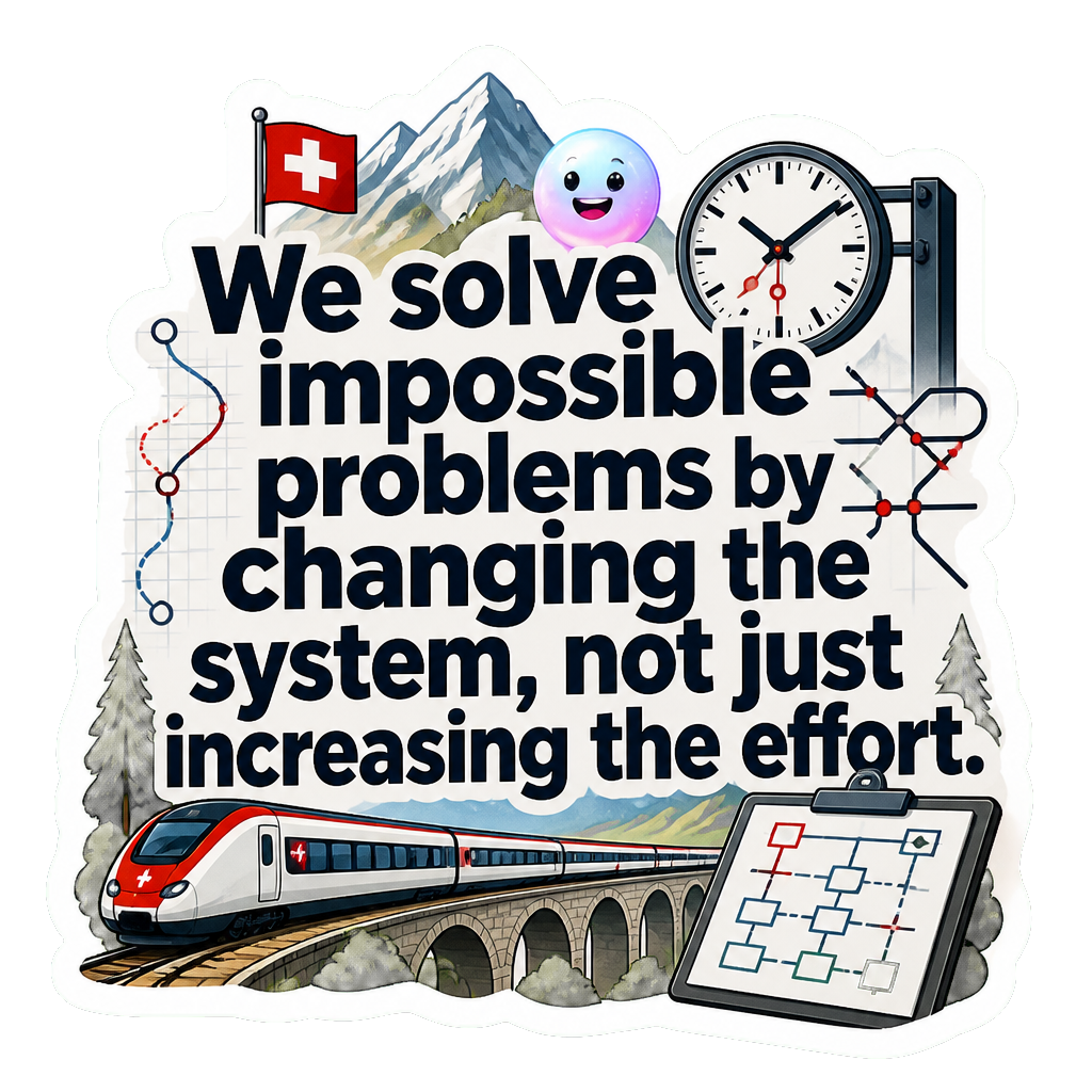 We solve impossible problems by changing the system, not just increasing the effort.