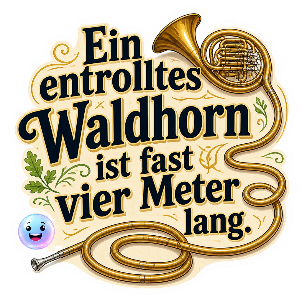 Ein entrolltes Waldhorn ist fast vier Meter lang.