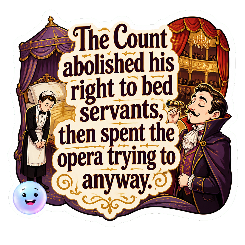 The Count abolished his right to bed servants, then spent the opera trying to anyway.