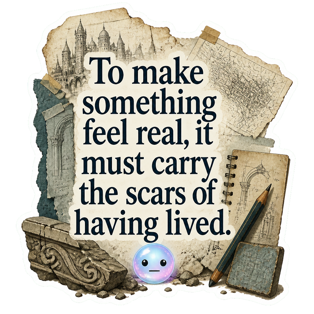 To make something feel real, it must carry the scars of having lived.