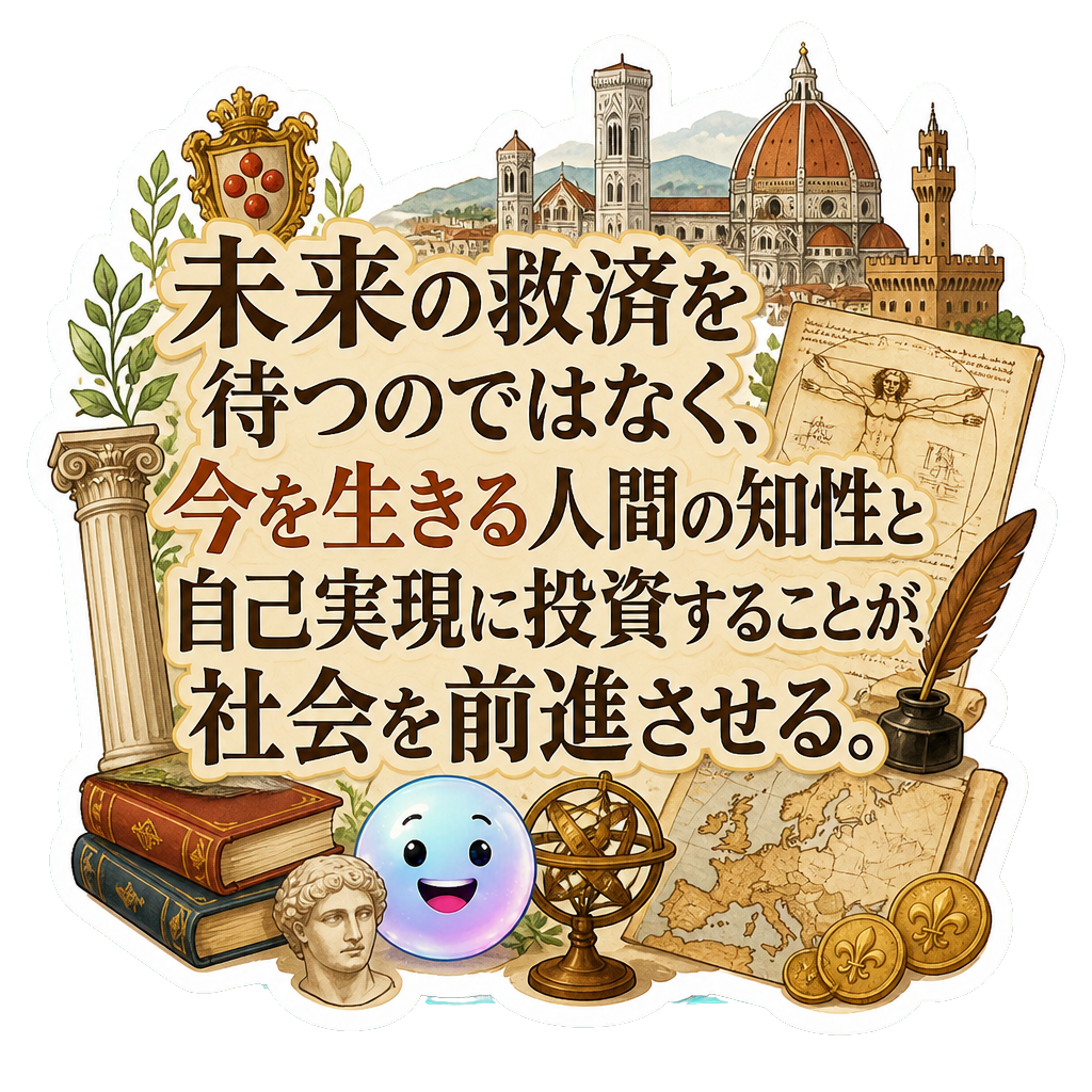 未来の救済を待つのではなく、今を生きる人間の知性と自己実現に投資することが、社会を前進させる。