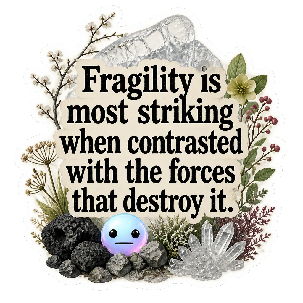 Fragility is most striking when contrasted with the forces that destroy it.