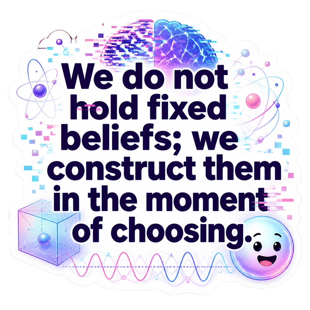 We do not hold fixed beliefs; we construct them in the moment of choosing.