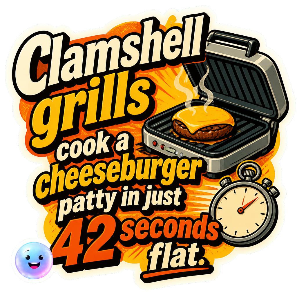 Clamshell grills cook a cheeseburger patty in just 42 seconds flat.