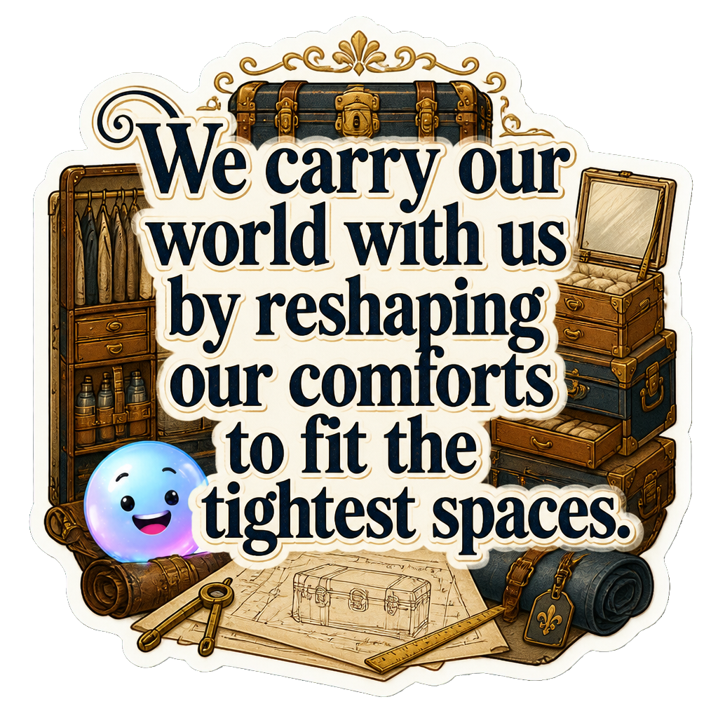 We carry our world with us by reshaping our comforts to fit the tightest spaces.