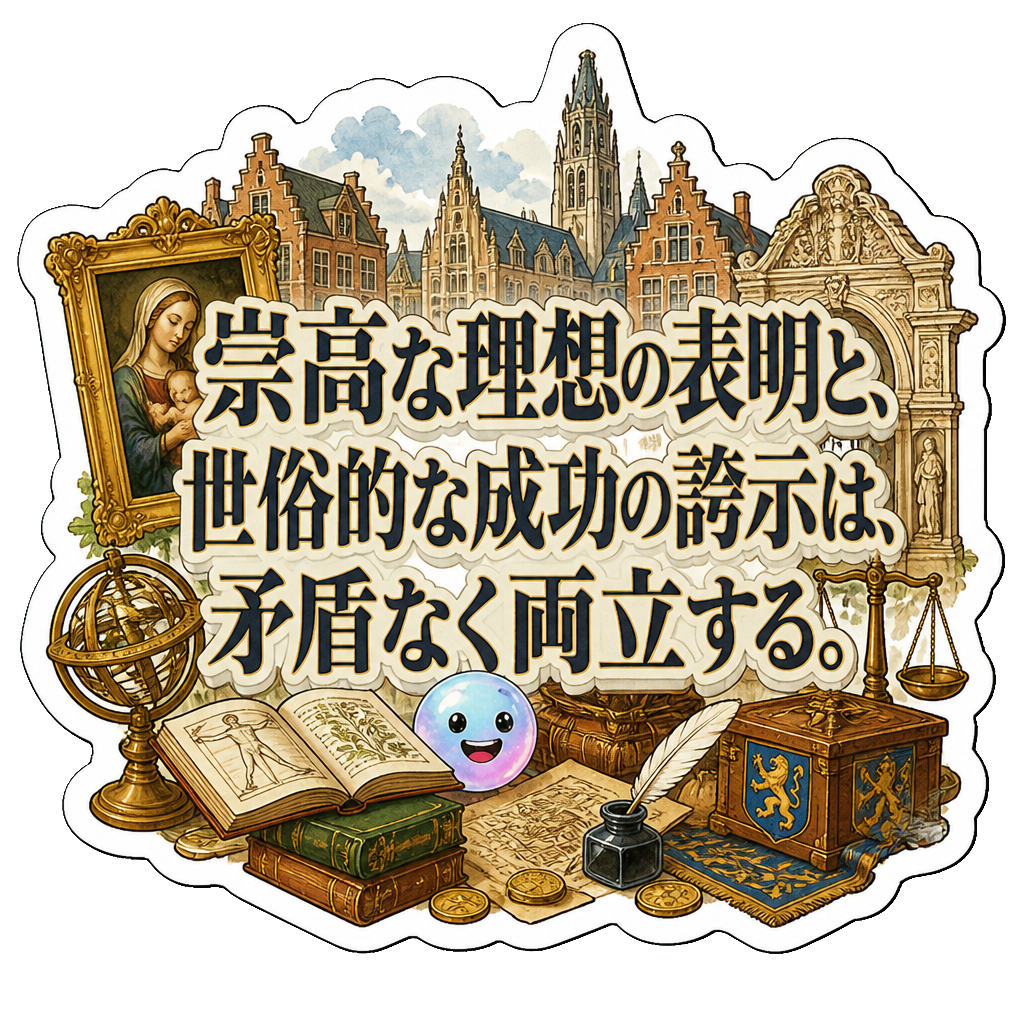 崇高な理想の表明と、世俗的な成功の誇示は、矛盾なく両立する。