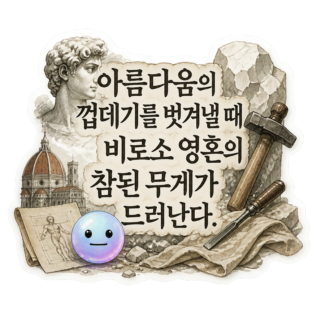 아름다움의 껍데기를 벗겨낼 때 비로소 영혼의 참된 무게가 드러난다.
