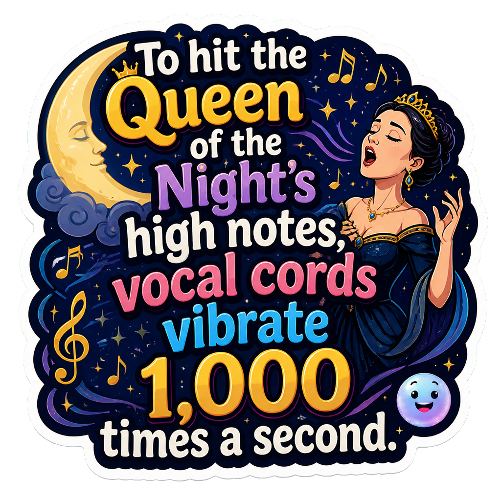 To hit the Queen of the Night's high notes, vocal cords vibrate 1,000 times a second.