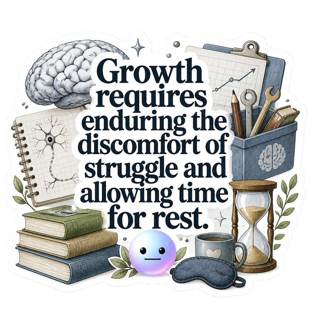 Growth requires enduring the discomfort of struggle and allowing time for rest.