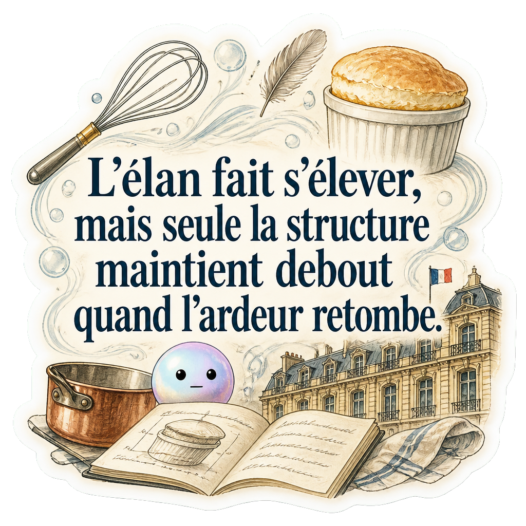 L'élan fait s'élever, mais seule la structure maintient debout quand l'ardeur retombe.